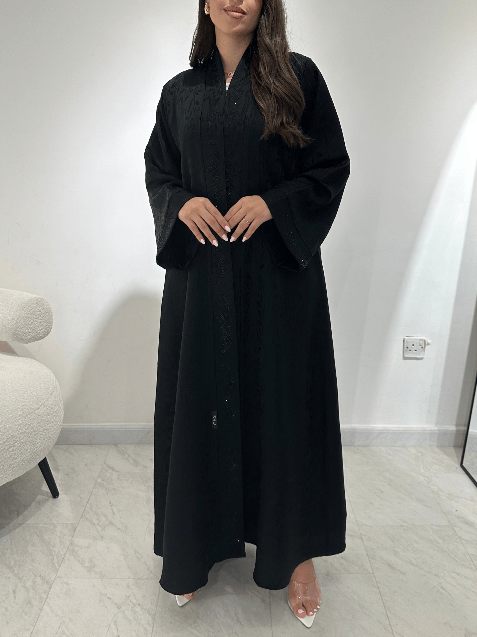 C 1385 Black Beaded Abaya