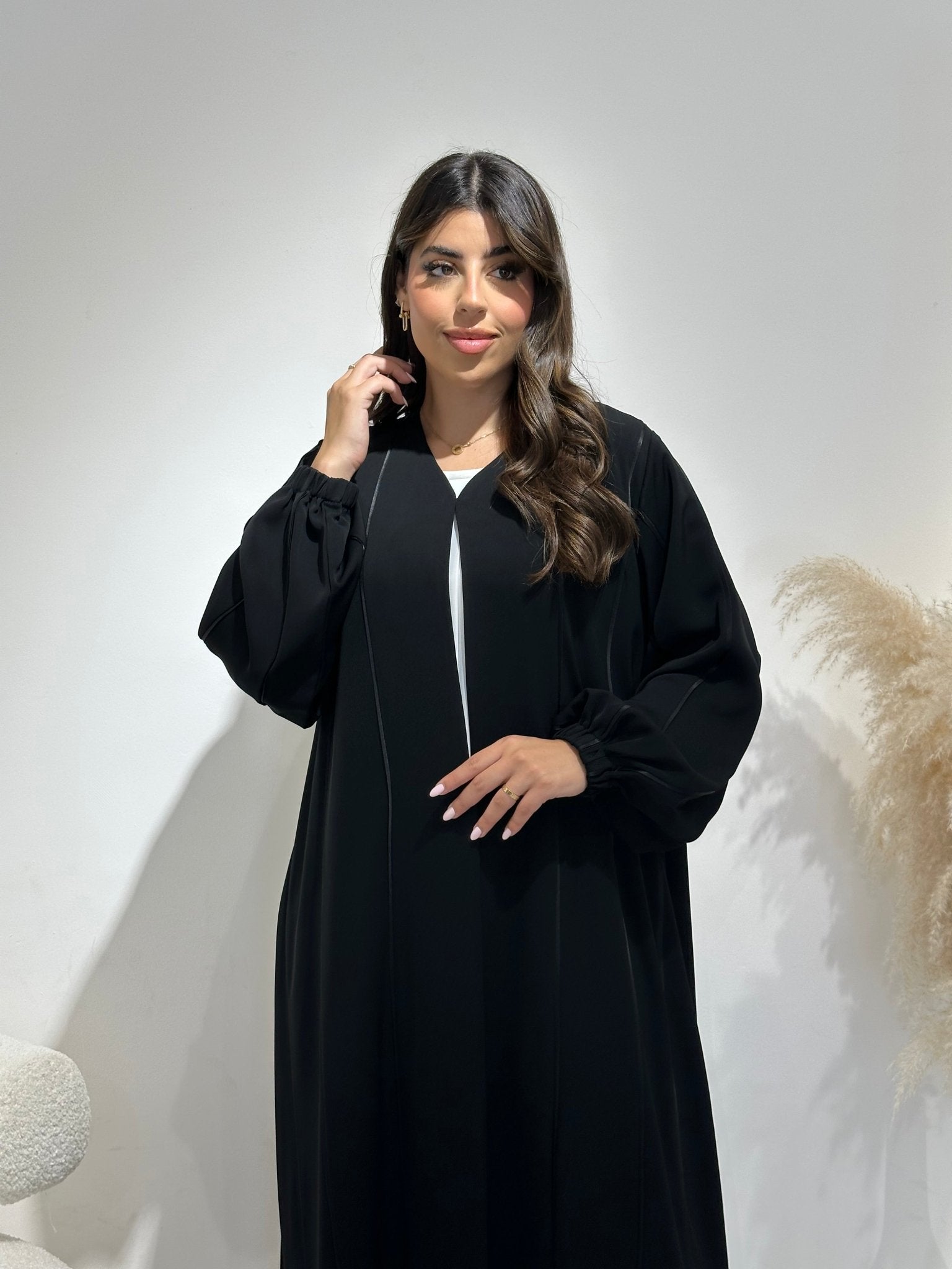 C 1387 Striped Black Abaya