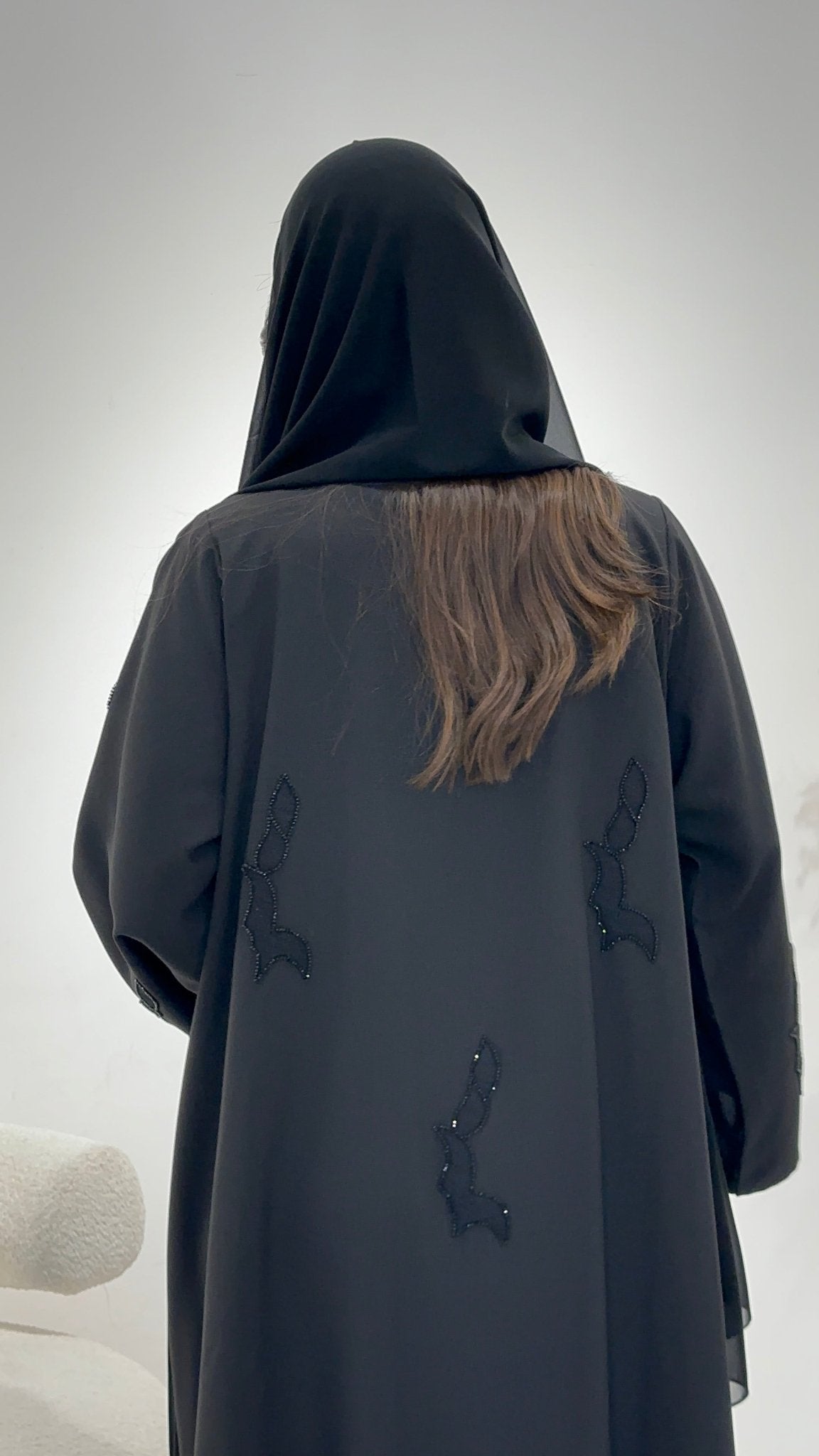 C 1389 Beaded Black Abaya