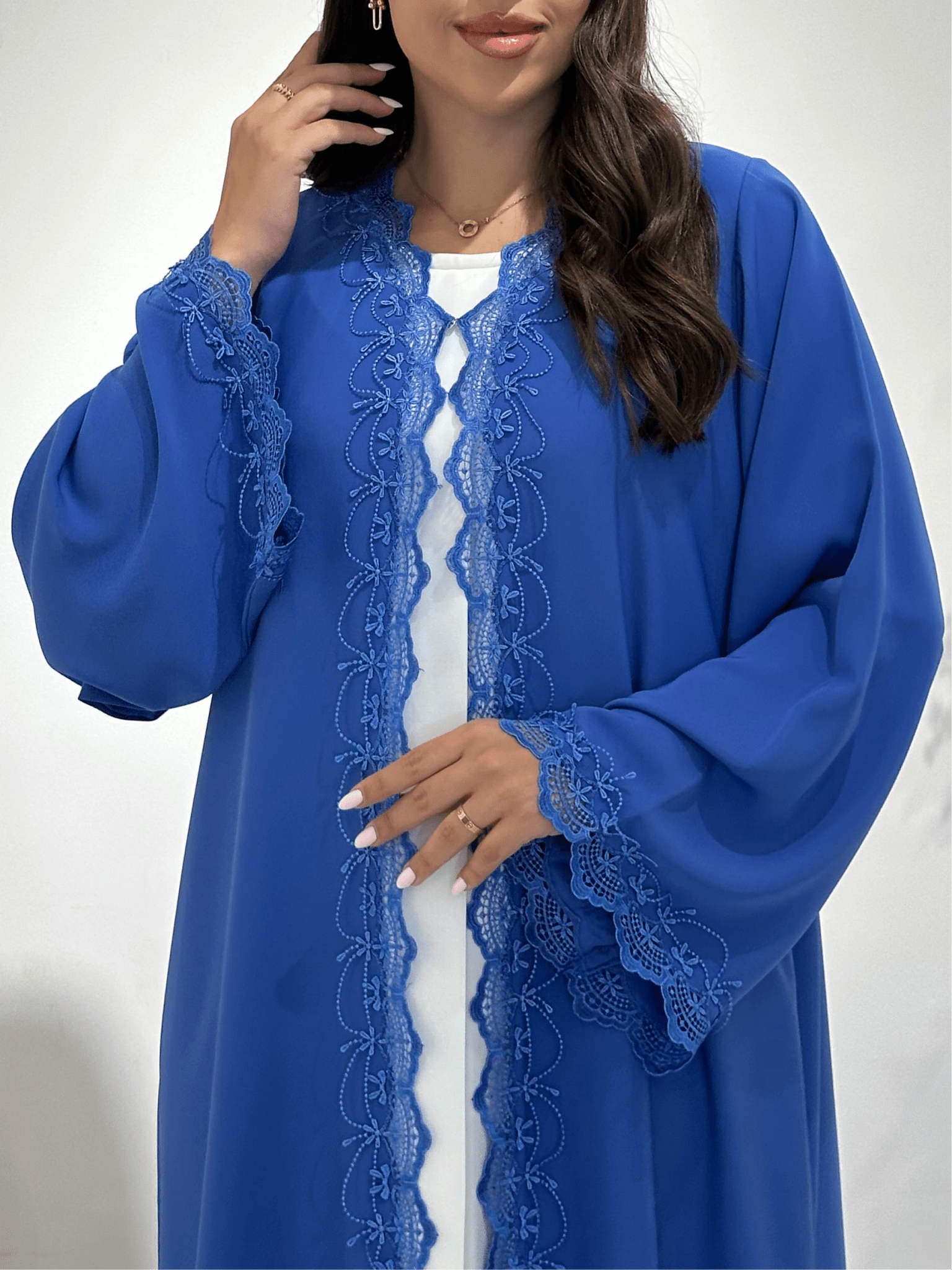 C 1406 Royal Blue Lace Abaya