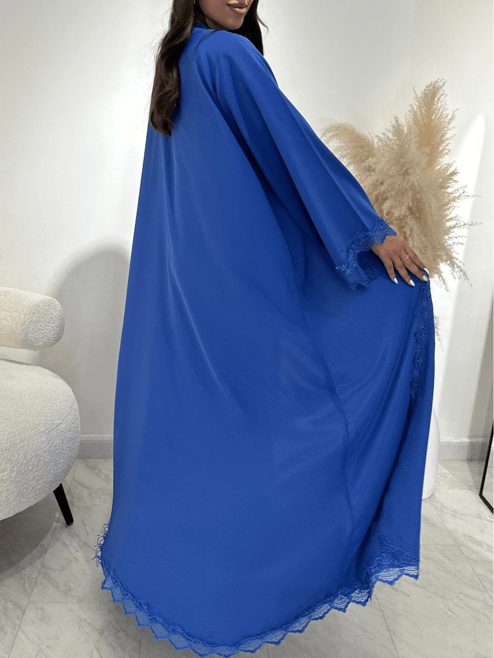 C 1406 Royal Blue Lace Abaya