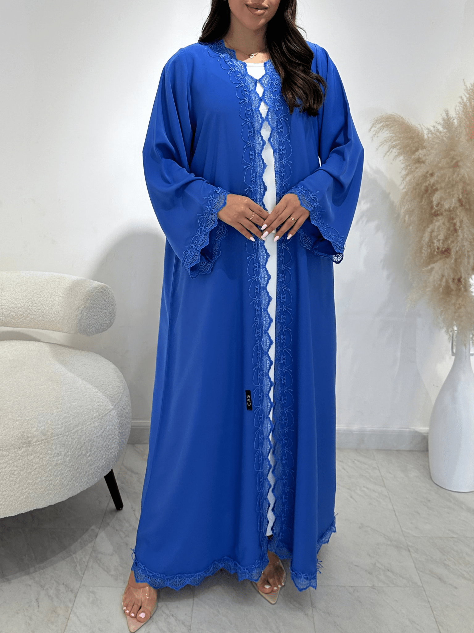 C 1406 Royal Blue Lace Abaya
