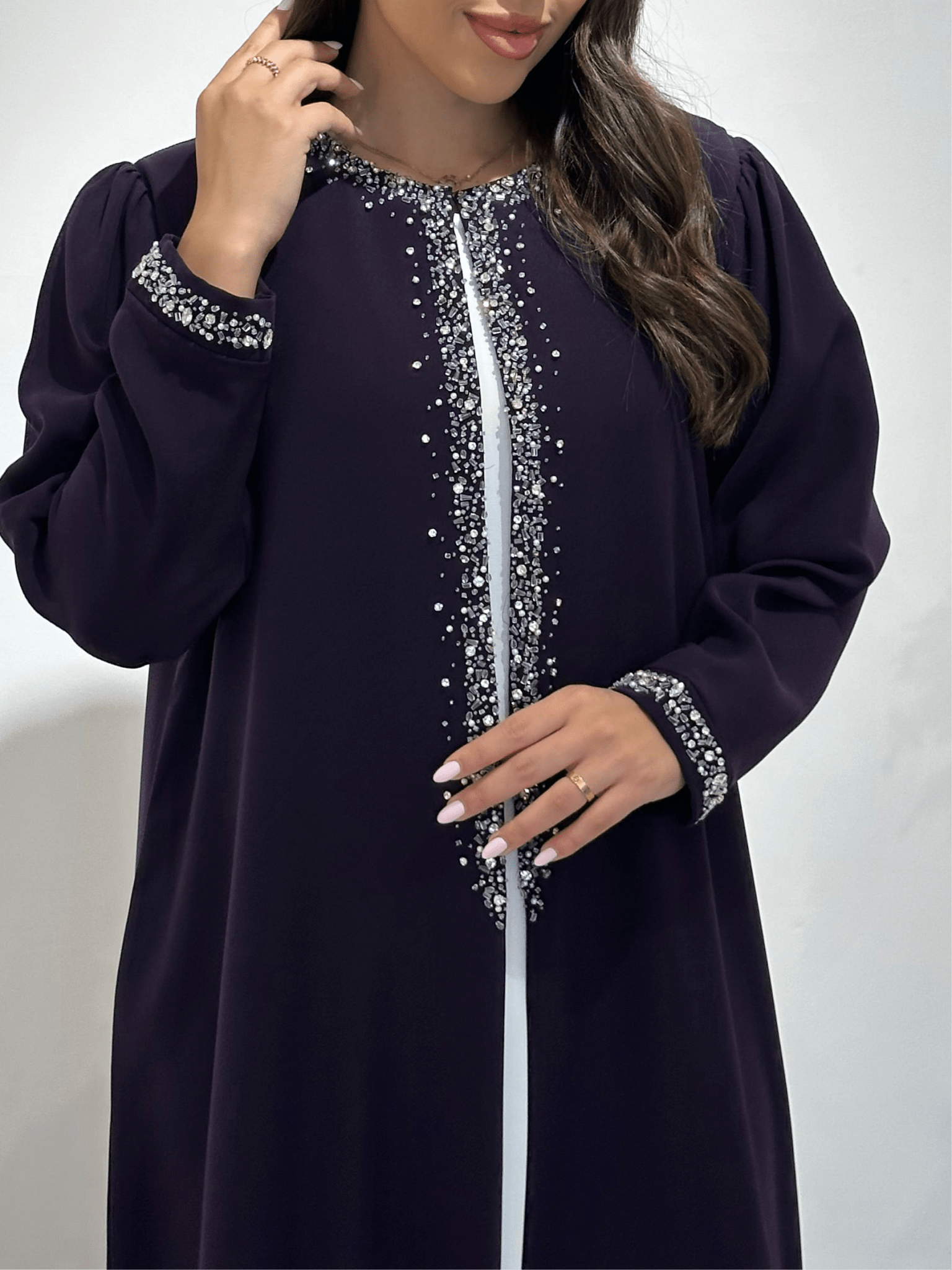 C 1407 Purple Rhinestone Abaya