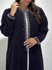 C 1407 Purple Rhinestone Abaya
