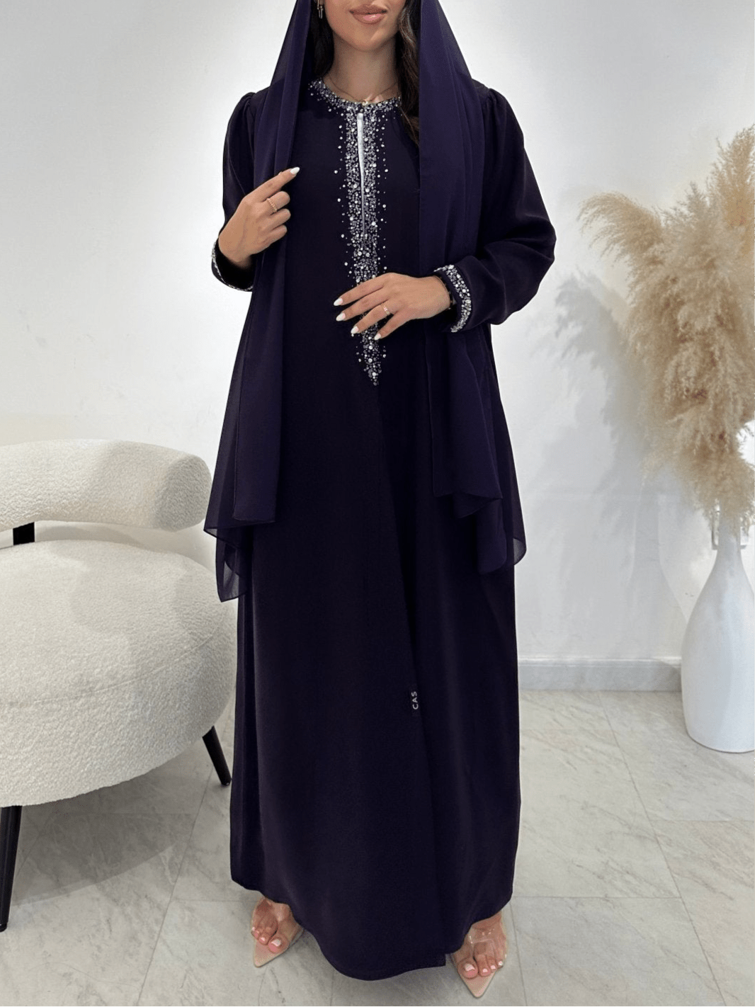 C 1407 Purple Rhinestone Abaya