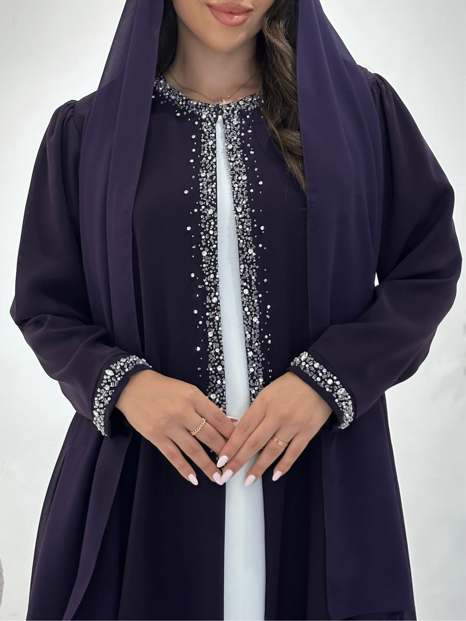 C 1407 Purple Rhinestone Abaya
