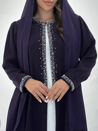 C 1407 Purple Rhinestone Abaya - XS / 49