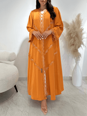 C 1408 Apricot Lace Abaya