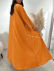 C 1408 Apricot Lace Abaya