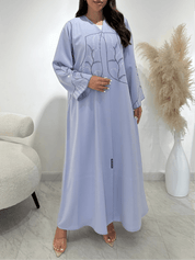 C 1410 Misty Blue Beaded Abaya