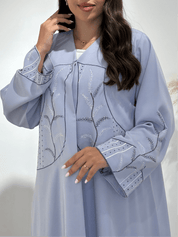 C 1410 Misty Blue Beaded Abaya