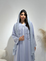 C 1410 Misty Blue Beaded Abaya