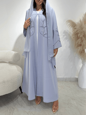 C 1410 Misty Blue Beaded Abaya