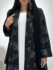 C 1413 - 01 Black Floral Printed Abaya