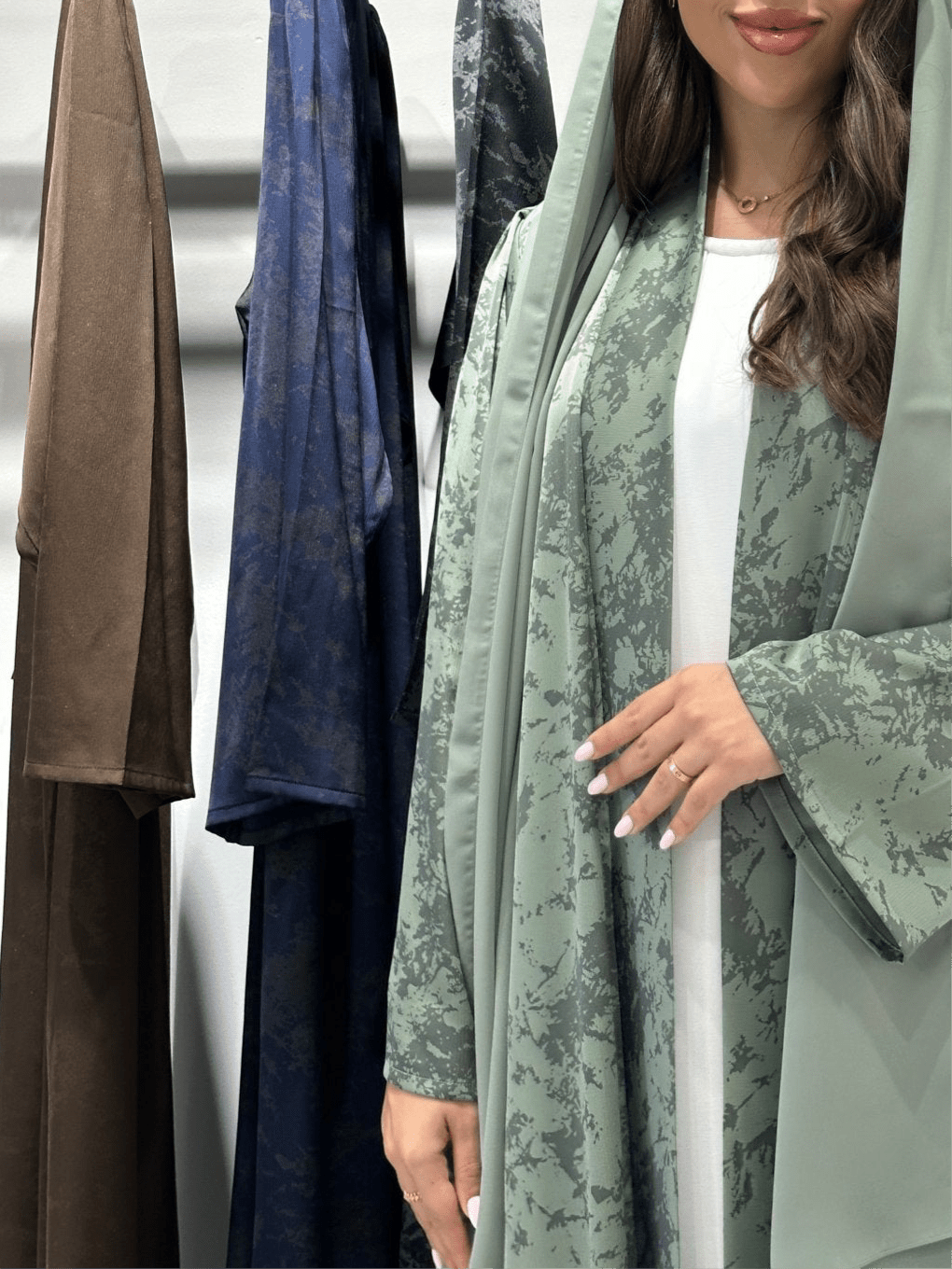 C 1414 - 01 Sea Green Printed Abaya