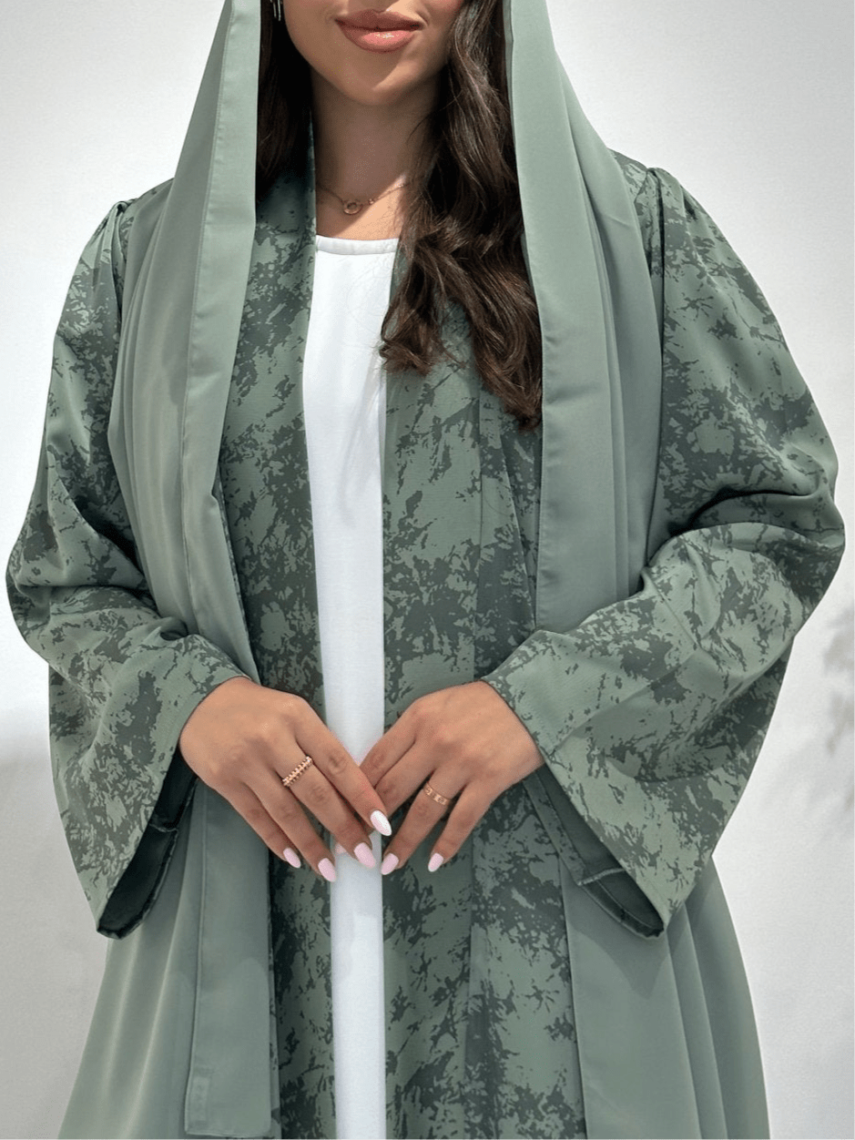 C 1414 - 01 Sea Green Printed Abaya