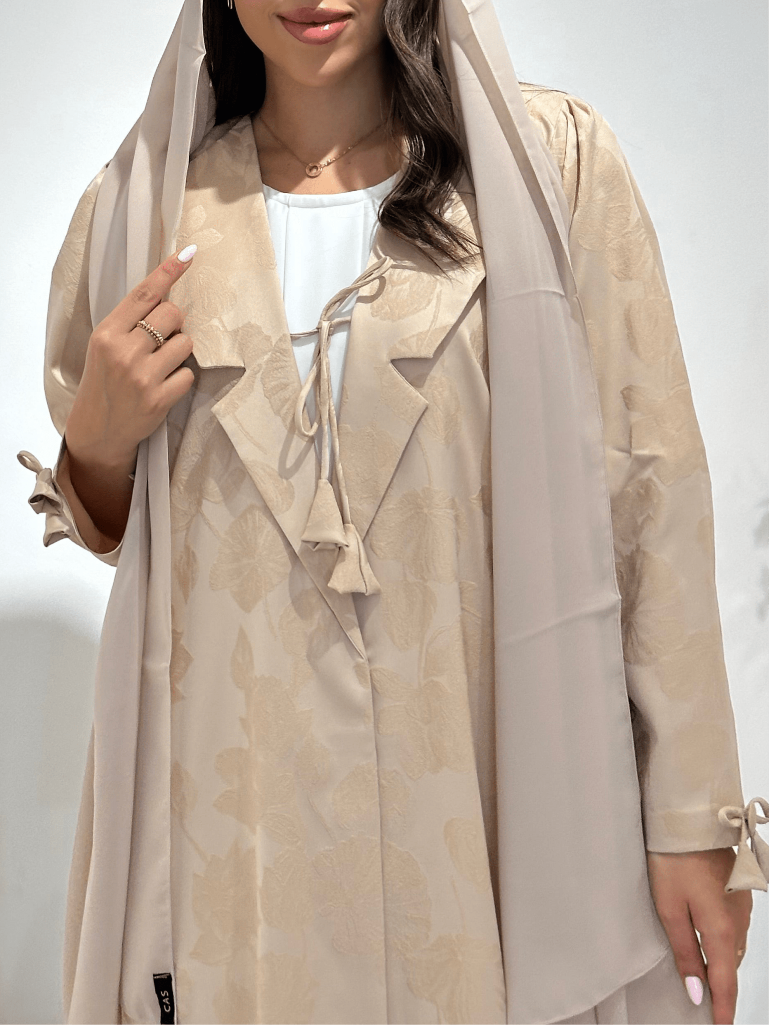 C 1416 - 01 Beige Coat Abaya