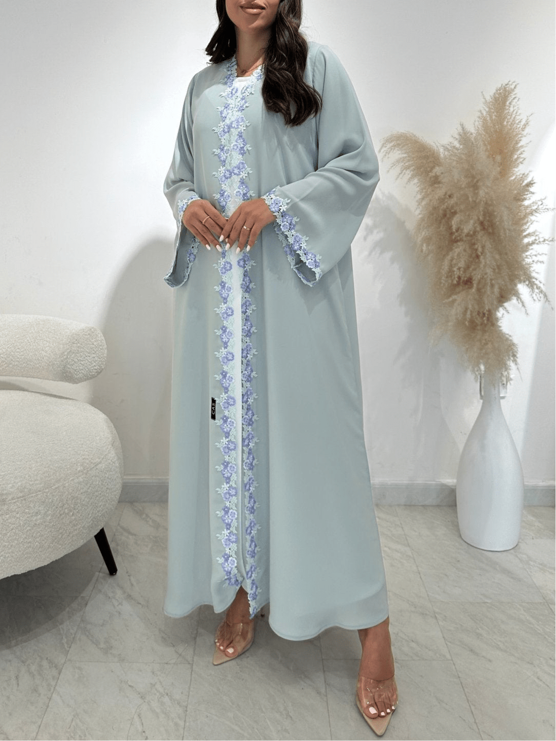 C 1417 - 01 Mint Floral Lace Abaya