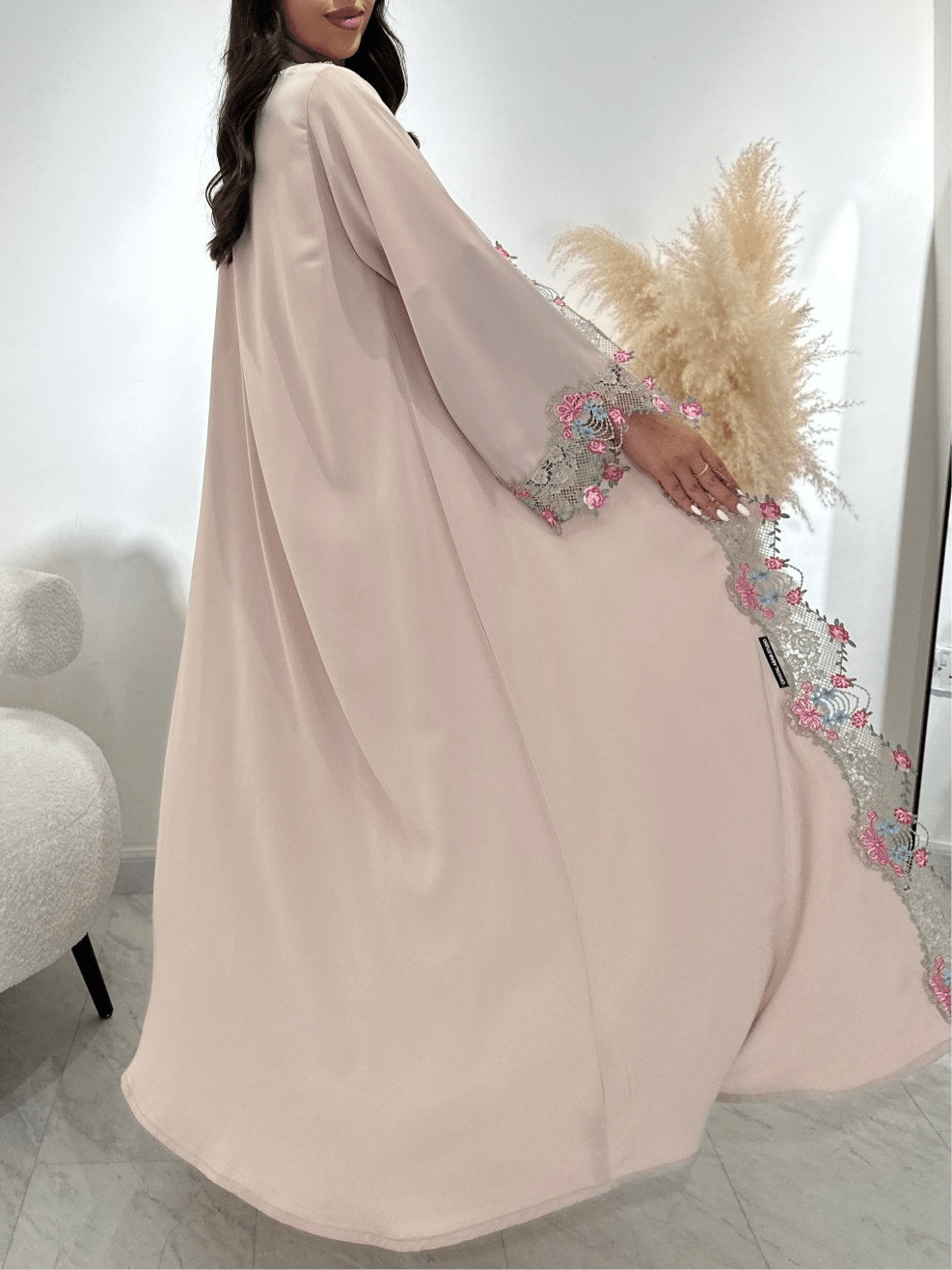 C 1418 - 01 Beige Floral Lace Abaya