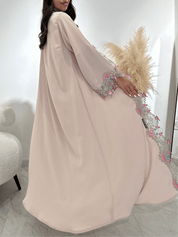 C 1418 - 01 Beige Floral Lace Abaya