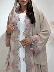 C 1418 - 01 Beige Floral Lace Abaya