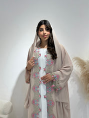 C 1418 - 01 Beige Floral Lace Abaya