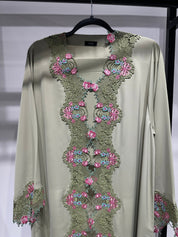 C 1418 - 02 Moss Green Floral Lace Abaya