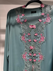 C 1418 - 06 Teal Floral Lace Abaya