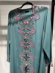 C 1418 - 06 Teal Floral Lace Abaya