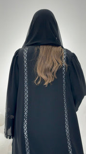 C 1429 Black Crystal Lace Abaya