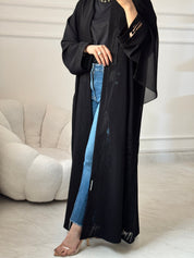 C 1459 Black Lasercut Abaya