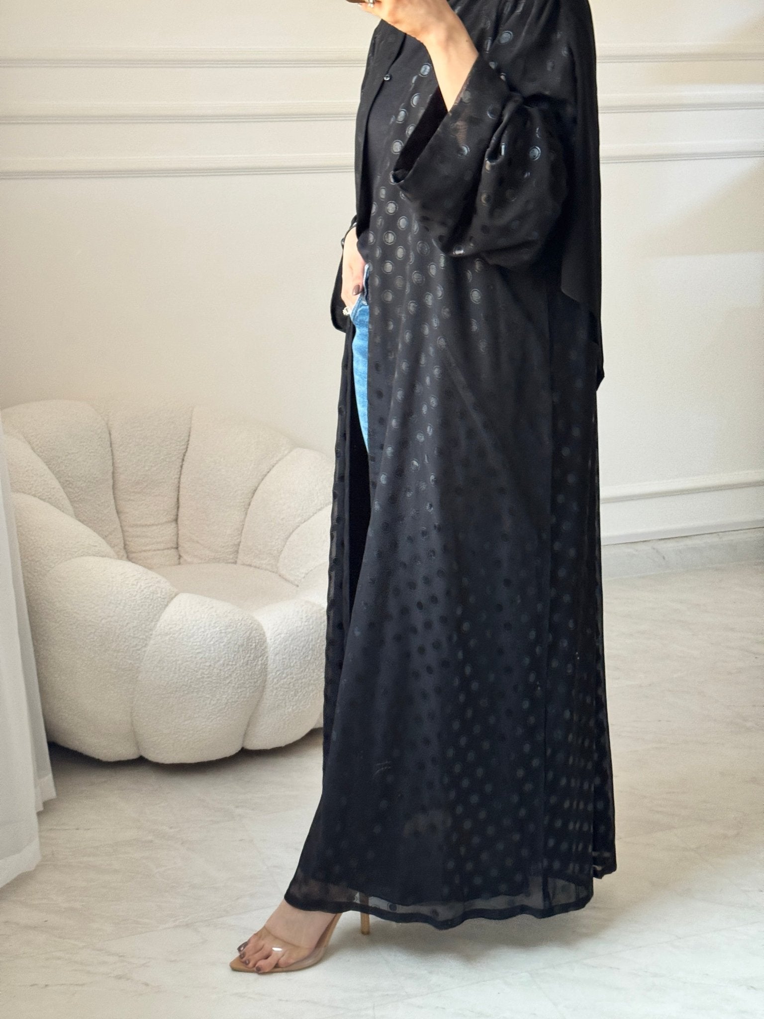 C 1461 Black Polka Dot Abaya