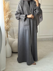 C 1472 Grey Coat Abaya
