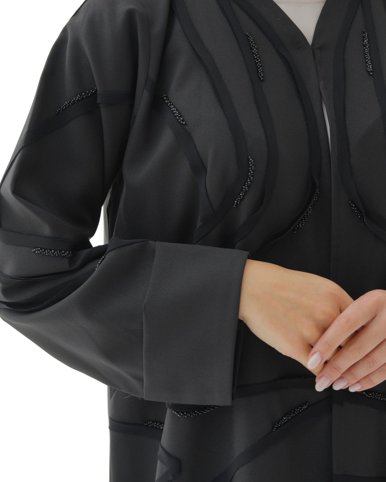 C 1477 Black Beaded Abaya