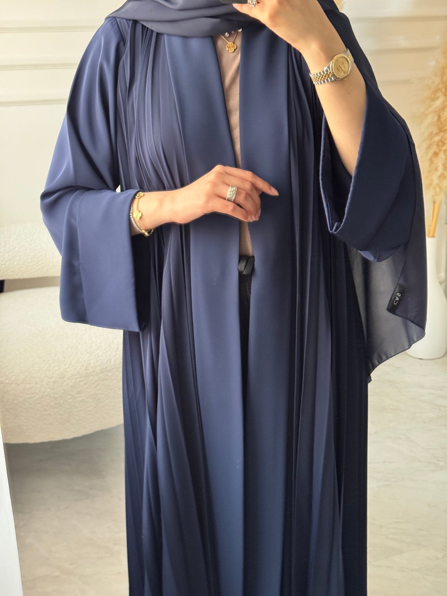 C 1517 - 03 Navy Premium Nada Pleated Abaya