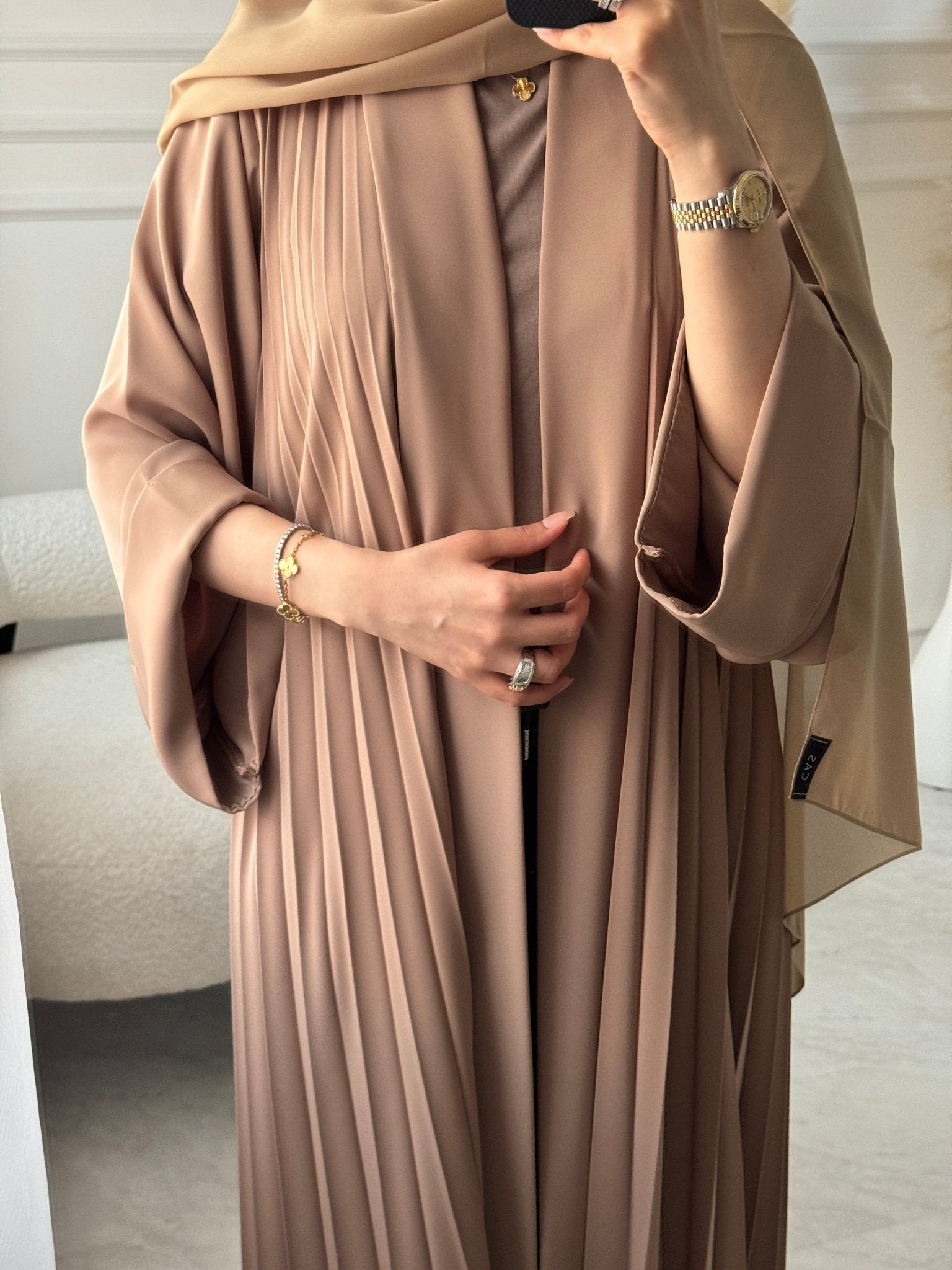 C 1517 - 05 Camel Premium Nada Pleated Abaya