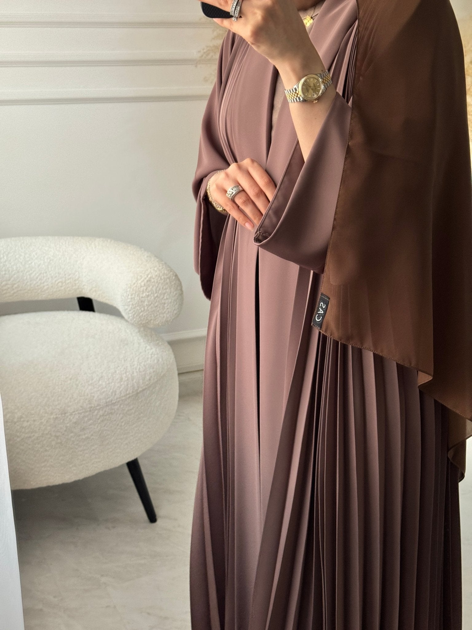 C 1517 - 07 Brown Premium Nada Pleated Abaya