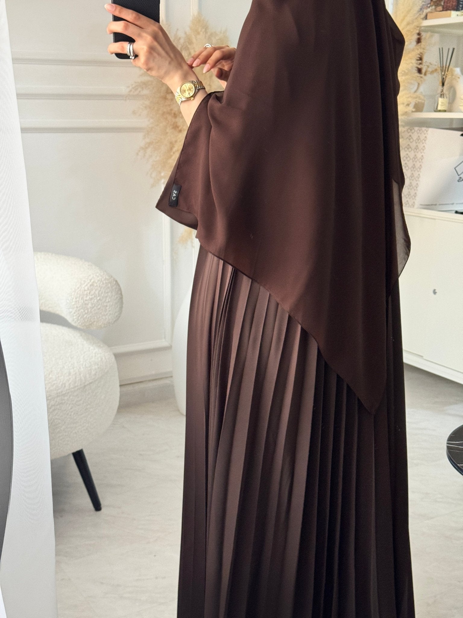 C 1517 - 07 Brown Premium Nada Pleated Abaya