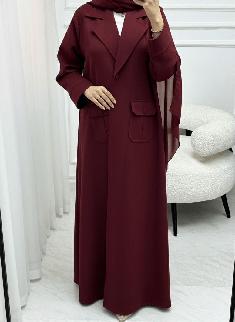 C 1538 - 02 Burgundy Coat Abaya