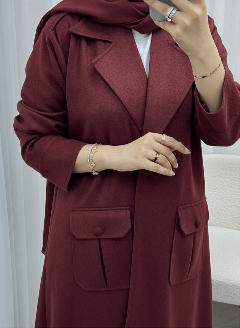 C 1538 - 02 Burgundy Coat Abaya