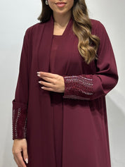 C 1551 - 01 Burgundy Beaded Abaya