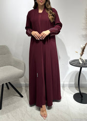C 1551 - 01 Burgundy Beaded Abaya
