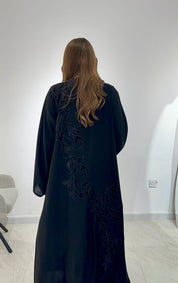 C 1580 Black Velvet Lace Abaya