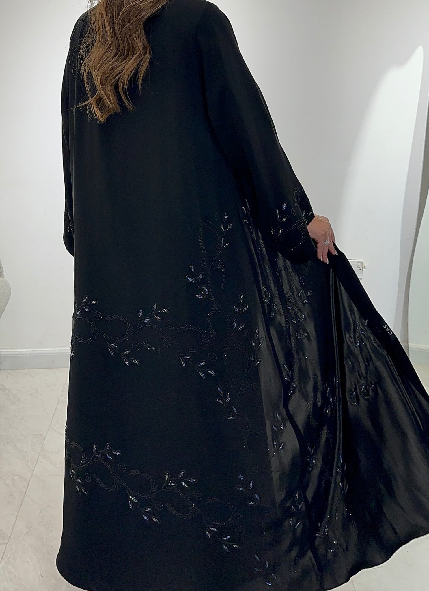 C 1583 Black Beaded Abaya