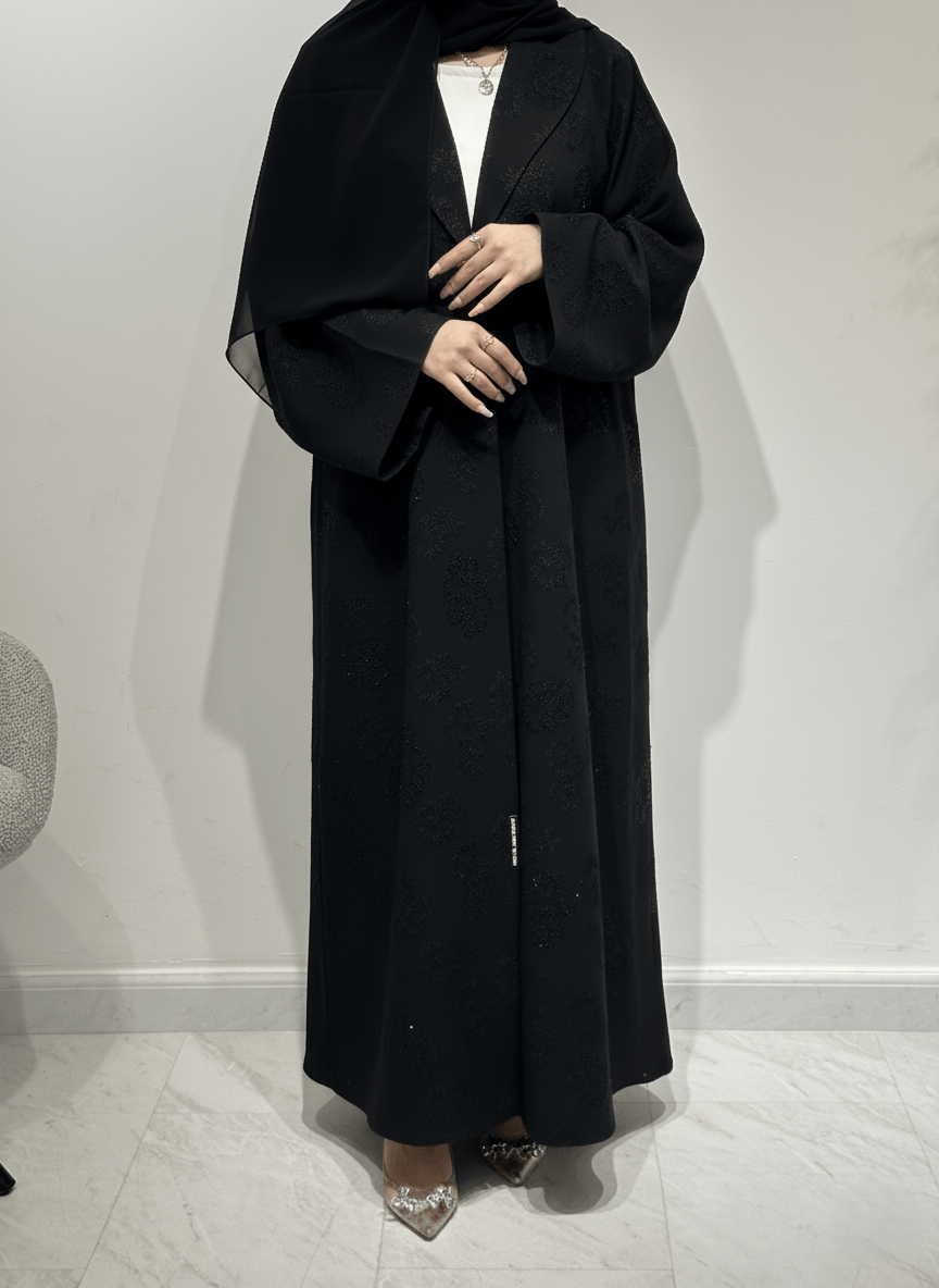 C 1607 Black Crystal Abaya