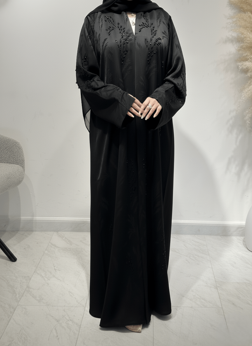 C 1612 Black Beaded Abaya