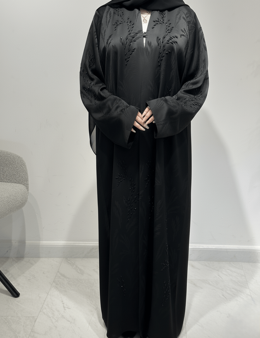 C 1612 Black Beaded Abaya