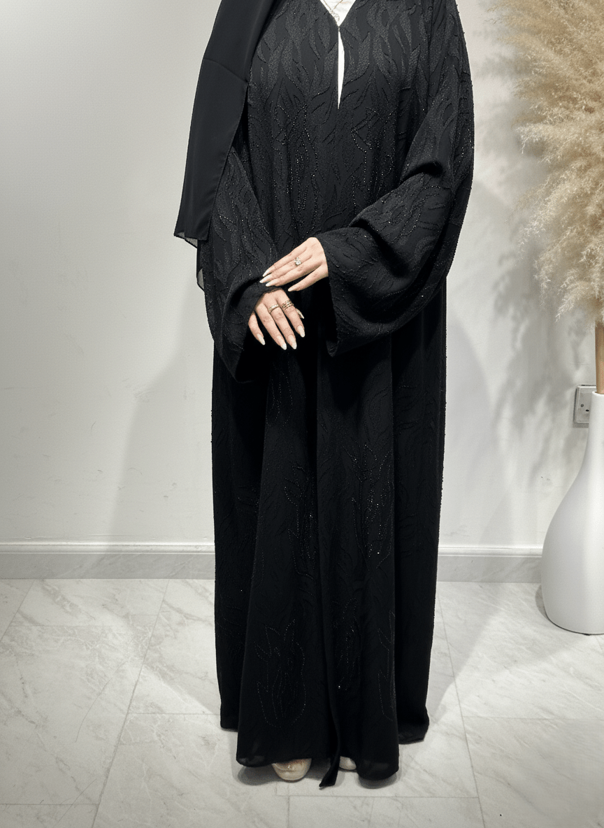 C 1616 Black Beaded Abaya