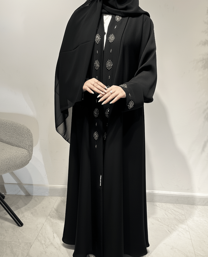C 1617 Black Beaded Abaya