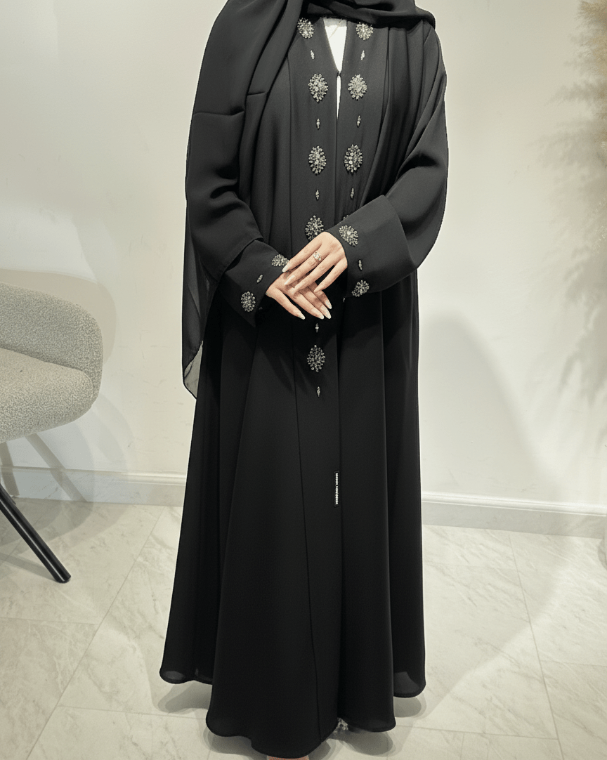 C 1617 Black Beaded Abaya